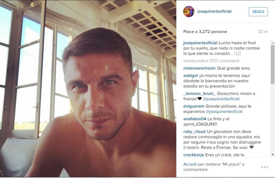 Fiorentina, le parole di Joaquin da Instagram